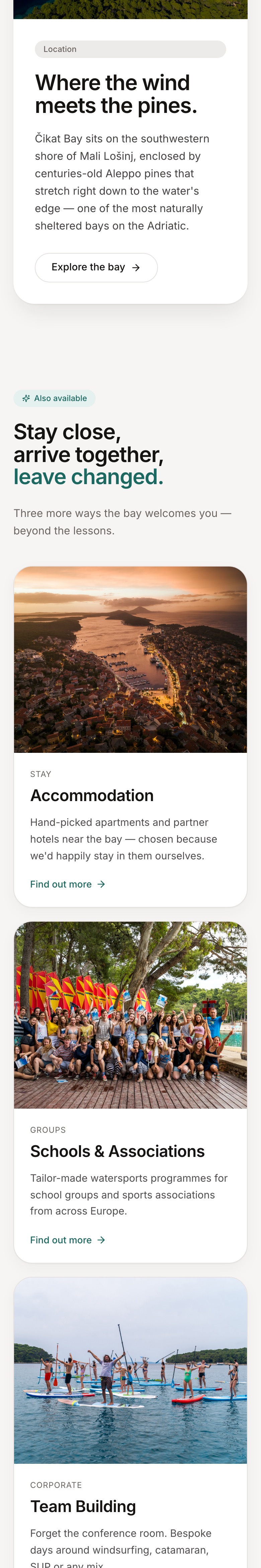 Sunbird Sport - mobile page, scrolling